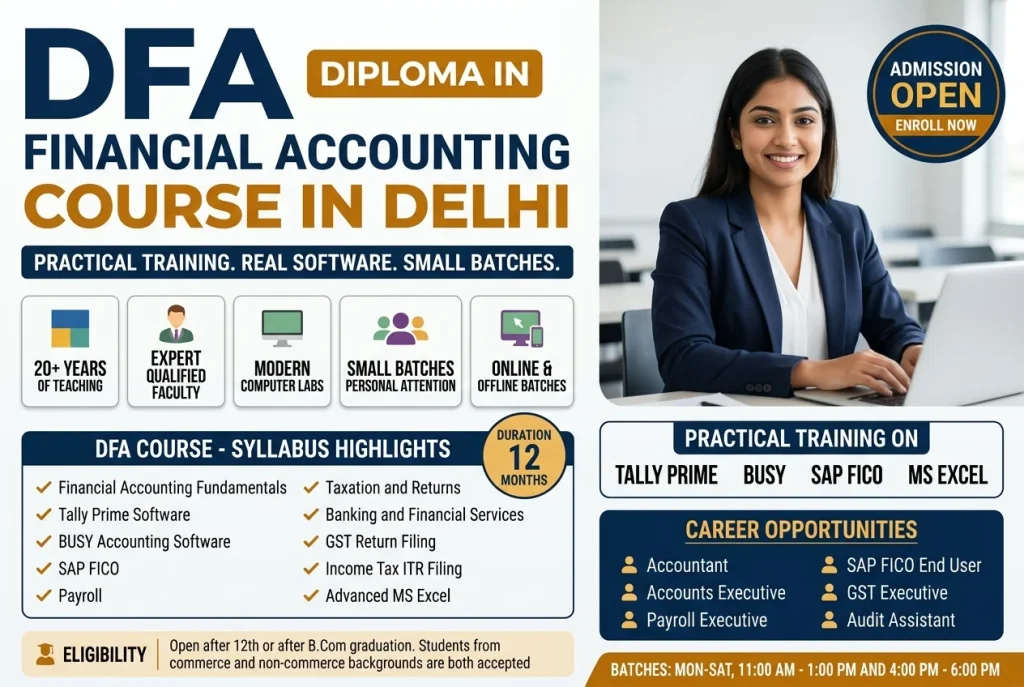 Diploma in Financial Accounting (DFA) Course summary: syllabus, duration, batch timings and the roles it leads to